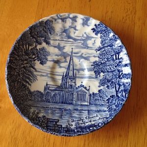 Vintage Shakespeare’s Country Trinity Church Stratford Avon Blue White Saucer